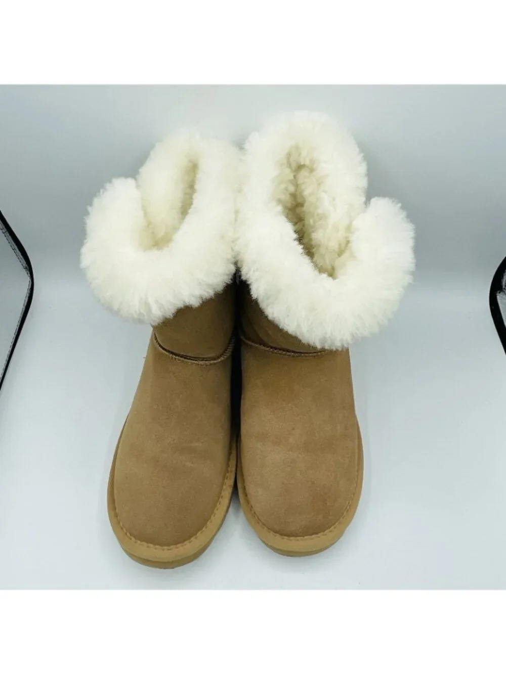 Serra Boots Womens Size 8 Tan Brown Leather Suede Snow Winter Lamb Fur Linning